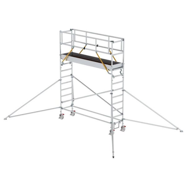 Gerüst mit Rollen und Stabilisatoren für Arbeiten in der Höhe