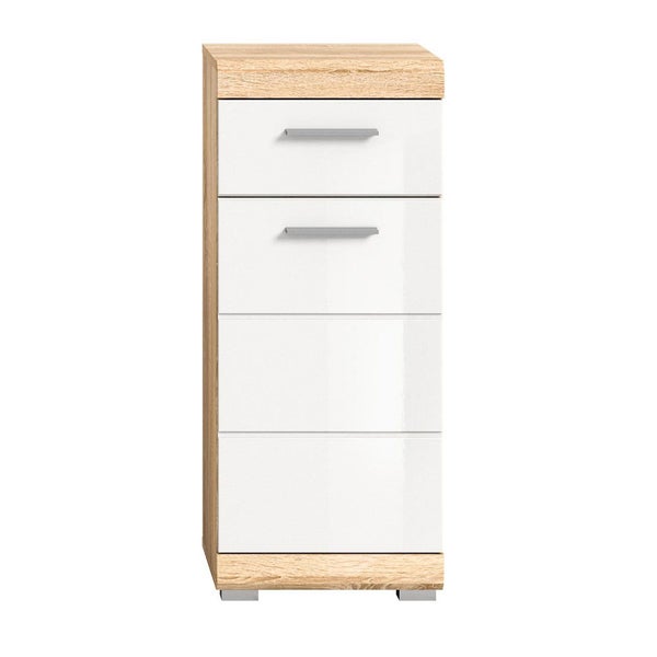 Xonox.home Unterschrank Lambada BxHxT 37 x 88 cm x 31 cm Frontfarbe weiß hochglanz / Korpus Eiche