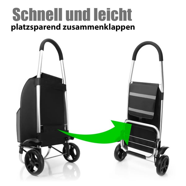 BigDean Einkaufstrolley klappbar mit Kühlfach - auch als Sackkarre nutzbar - Einkaufswagen mit extra großen Reifen