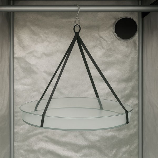 Runder Hängetopf mit Aufhängung in Growbox