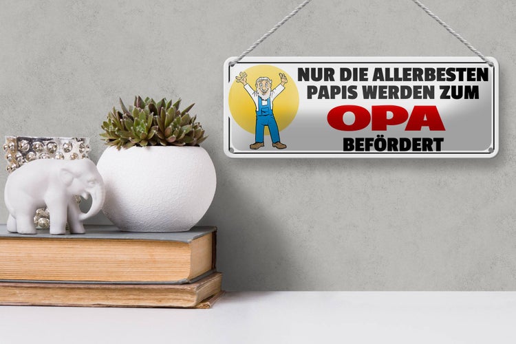 Blechschild Spruch 27x10cm beste Papis zum Opa befördert Dekoration
