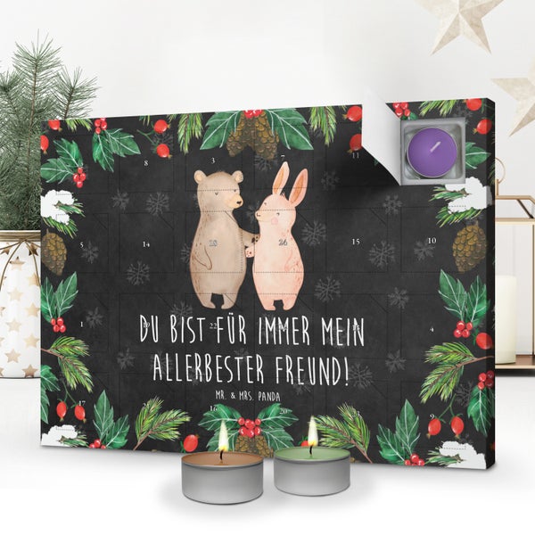 Mr. & Mrs. Panda Duftkerzen Adventskalender Bär und Hase Umarmen - Schwarz