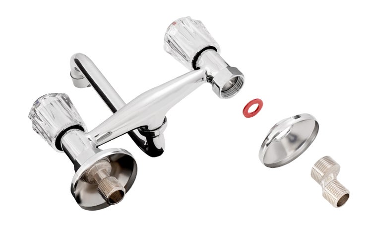 aquaSu® Wand-Zweigriffmischer Standard Plus | Küchenarmatur mit schwenkbarem S-Auslauf | Mischbatterie für Spüle | Spültischarmatur | Wand-Befestigung | Chrom | 778626