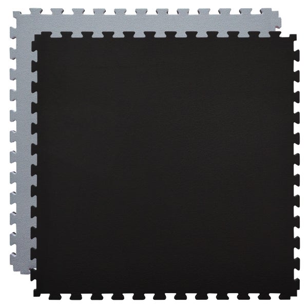 90x90cm Trainingsmatte mit Rand - 20mm Bodenschutz-Matte Grau Schwarz