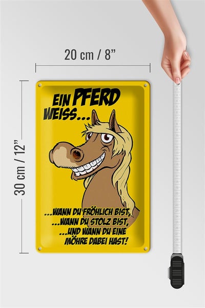 Blechschild Spruch 20x30cm Ein Pferd weiss wann fröhlich
