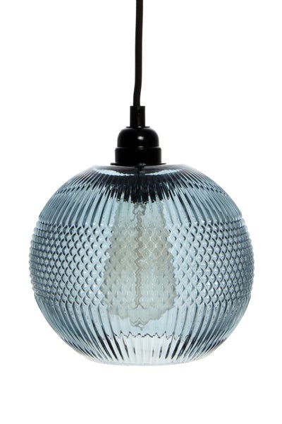 Glaskugel Lampen, Hängelampe aus Glas Modern Blau 21 cm | Wohnzimmer Esszimmer Leuchte