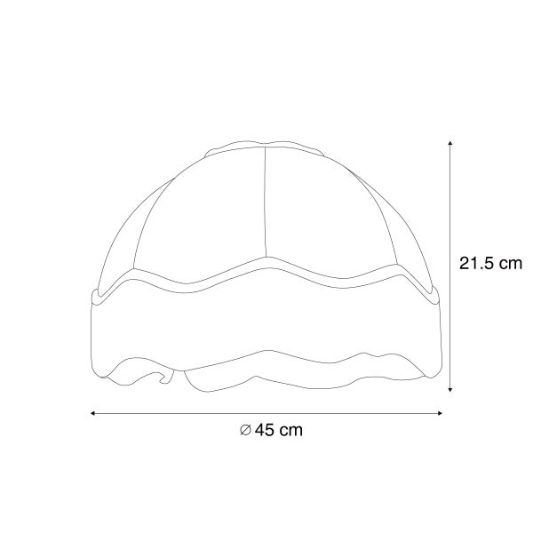 Zeichnung eines Lampenschirms mit Maßangaben: Durchmesser 45 Zentimeter und Höhe 21,5 Zentimeter.