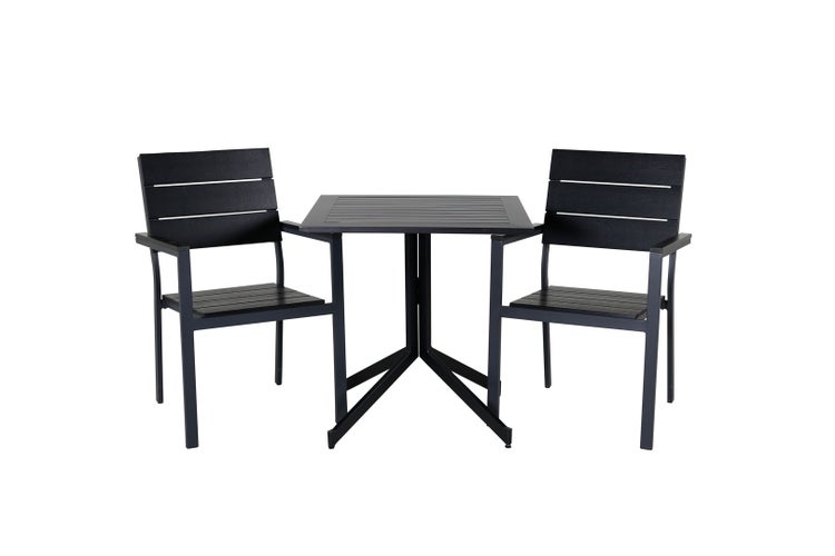 Way Gartenset Tisch 70x70cm und 2 Stühle Levels schwarz. 70 X 70 X 72 cm