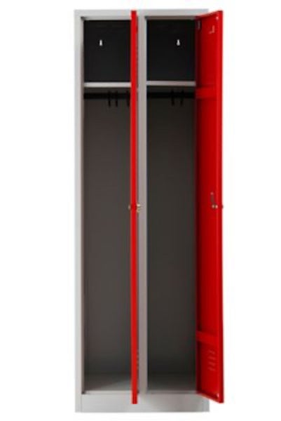 PROREGAL Garderobenspind Camel 2-Fächer HxBxT 180 x 60 x 50 cm Vorhängeschloss Grau-Rot
