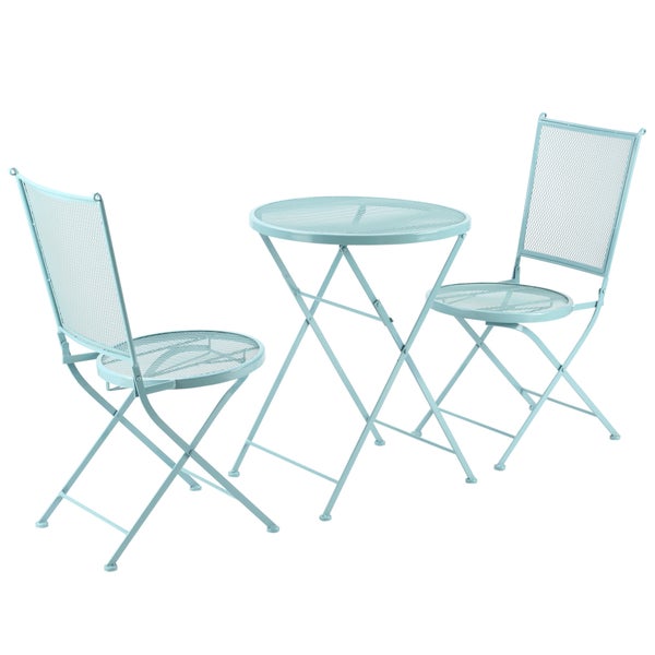 Outsunny  3-teiliges Gartenmöbel-Set, Bistro-Set, 55,5L x 55,5W x 69,5H cm, Metall, Blau