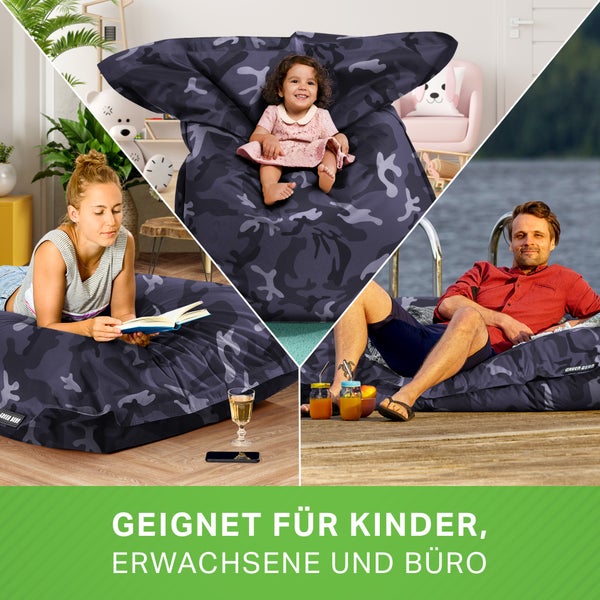 Green Bean Sitzsack XXL 140x180cm 380 Liter Kinder & Erwachsene Bean Bag EPS Perlen Füllung Riesensitzsack Groß Draußen Outdoor Liegekissen Waschbar Wetterfest Lounge Sitzkissen Bodenkissen Türkis