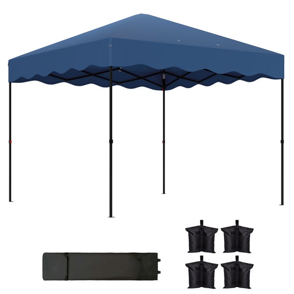 Outsunny Pavillon ca.3x3m, wasserabweisend Stabil Winterfest Pop-up Faltpavillon mit UV Schutz 50+, Faltbar Partyzelt Gartenzelt mit Rolltasche, Gartenpavillon für Camping Garten, Dunkelblau