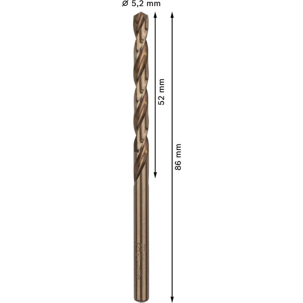 Bosch PRO Stainless Steel HSS-Co Spiralbohrer 5,2 x 52 x 86 mm - 2608585887