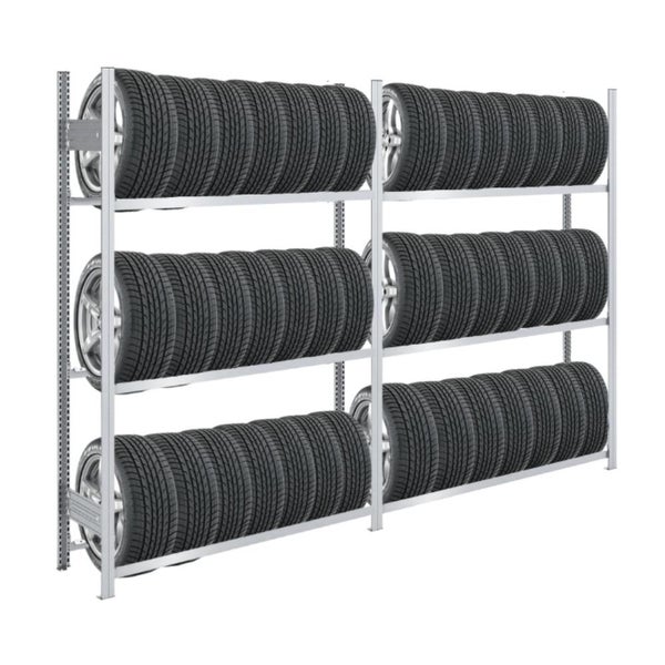 PROREGAL Reifenregal Tire Pro Made In Germany HxBxT 200 x 300 x 43 cm 3 Ebenen 150 kg Fachlast Bis Zu 14 Reifen Pro Ebene Verzinkt