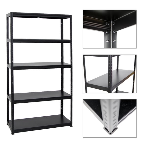 PROREGAL Mega Deal 5x Schwerlastregal Steel Eagle HxBxT 180 x 100 x 40 cm Fachlast 130 kg Schwarz