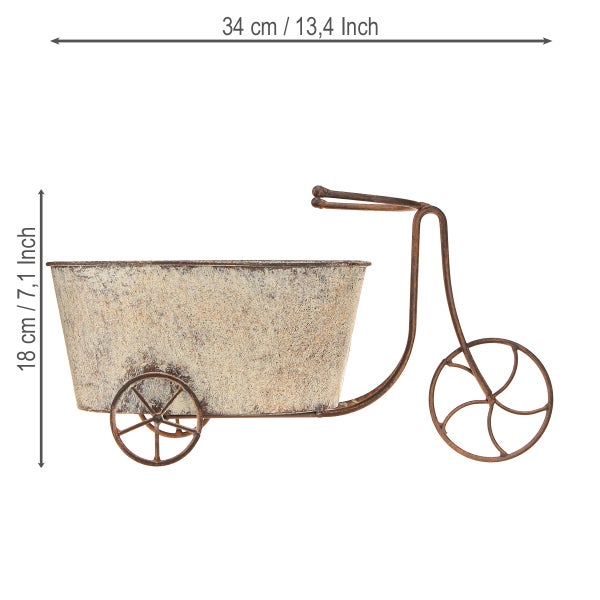 Dekorative Pflanzschale in Fahrradform, circa 34 cm breit und 18 cm hoch