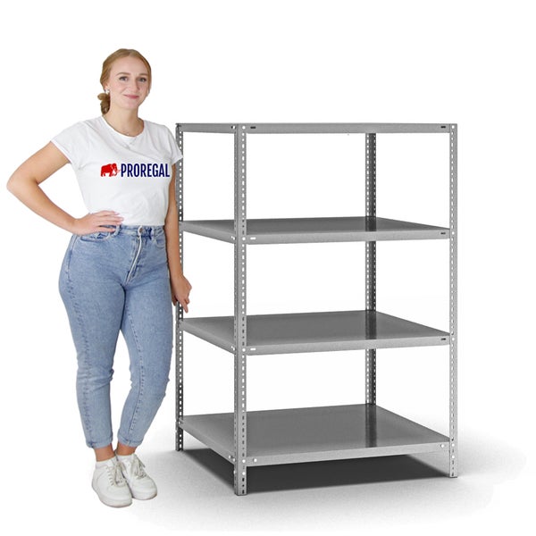 PROREGAL Fachbodenregal Schraubsystem Light-Duty Grundregal HxBxT 150 x 100 x 80 cm 4 Ebenen Fachlast 125 kg Beidseitig Nutzbar Verzinkt