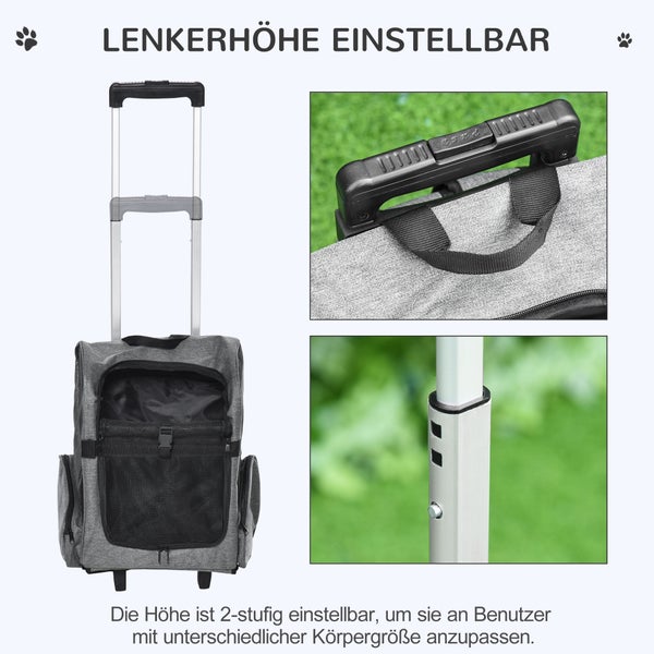 PawHut Tragetasche, L 42 x B 25 x H 55 cm, Oxford-Gewebe, Stahl, Grau