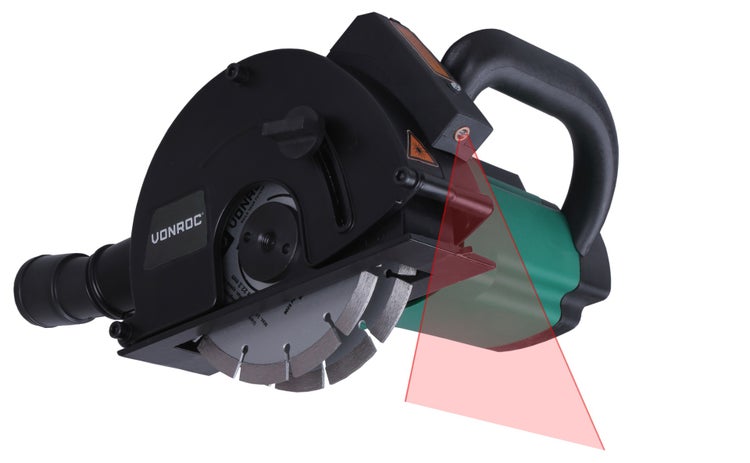 VONROC Mauernutfräse Schlitzfräse Laser mit Absaughaube - Mauerfräse 1700W - Schlitzmaschine für 150mm Kabelnut - Nutfräser, Fugenfräse inklusive 6 Diamantscheiben