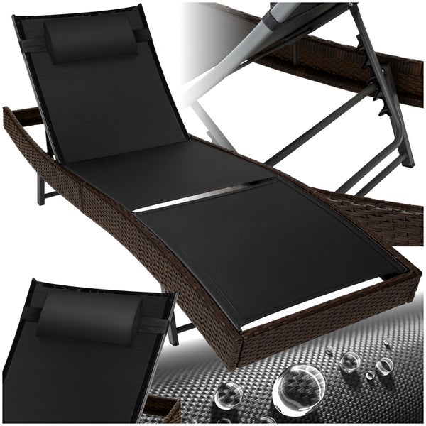 Rattan Sonnenliege tectake Moana widerstandsfähig und UV-beständig 69 x 211 x 41 - 94 cm