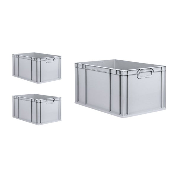 PROREGAL Spar Set 3x Eurobox Nextgen Economy Mit Scharnierdeckel & Blauen Schiebeschnappverschlüsse Griffe Geschlossen HxBxT 32 x 40 x 60 cm 65 Liter