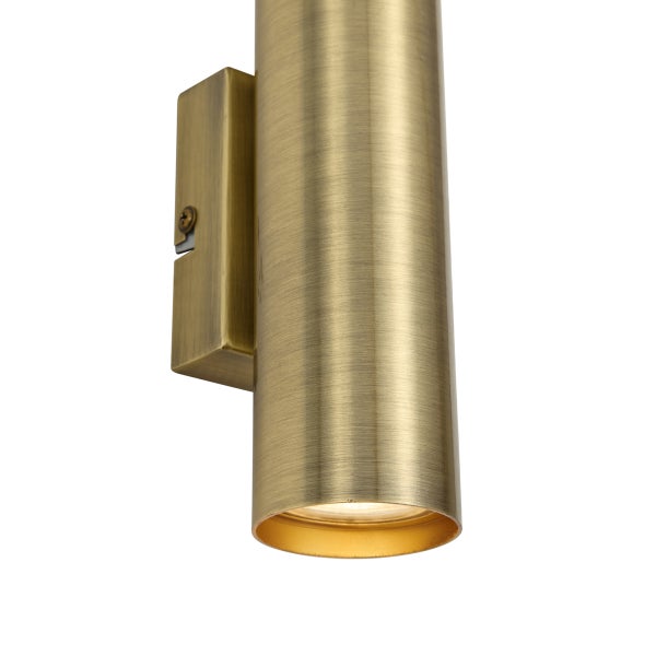 Moderne Wandleuchte in Zylinderform aus Metall mit gebürsteter Oberfläche