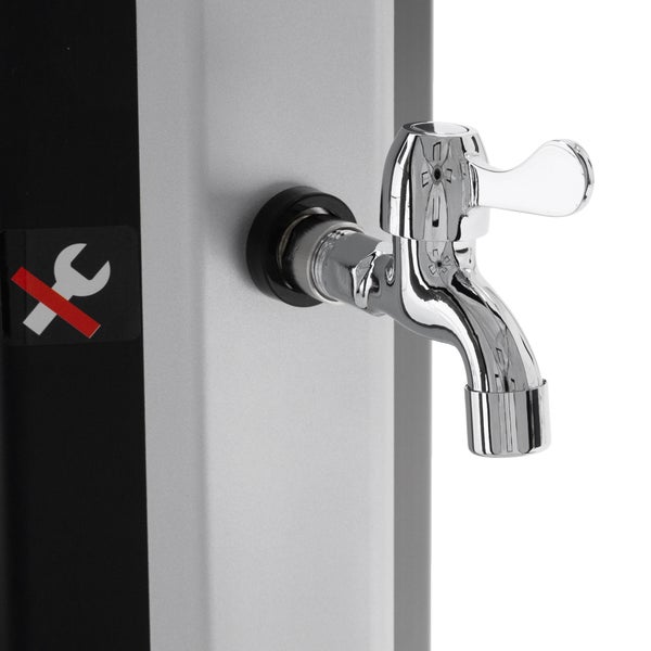 ML-Design Solardusche 35L 217cm eckig mit Fußdusche und Regenduschkopf, Silber-Schwarz, warmes Wasser bis 60°C ohne Strom, mit Gartenschlauch-Anschluss, Gartendusche Außendusche Pooldusche Regendusche