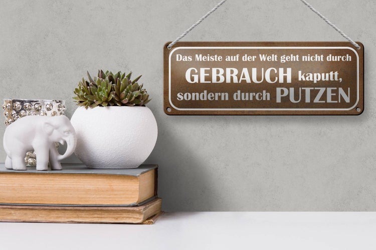 Blechschild Spruch 27x10cm das Meiste auf der Welt geht Dekoration