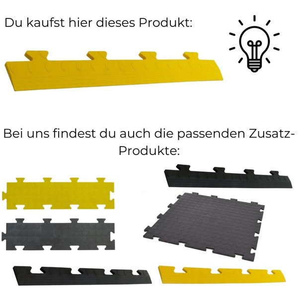 Klickfliesen Bodenplatte Kunststoff Balkon Terasse Garage Werkstatt Camping Fliesen Bodenbelag 50 PVC Klicksystem 10x Randleisten MALE gelb