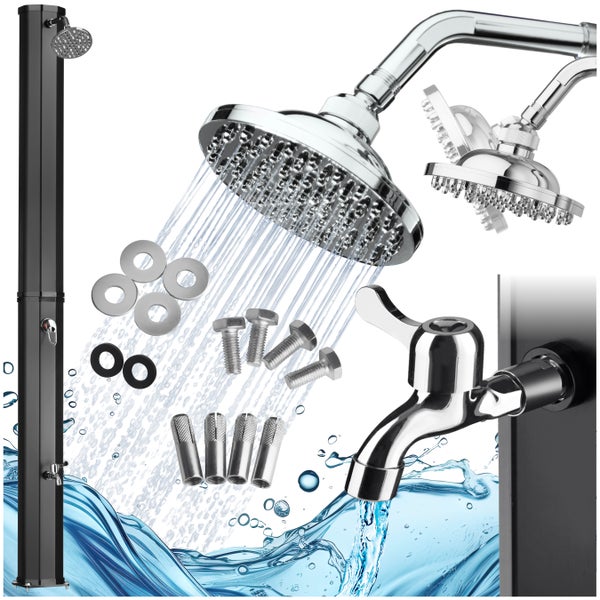 Solardusche tectake Ofanto inklusive Wasserhahn 35 Liter schwarz