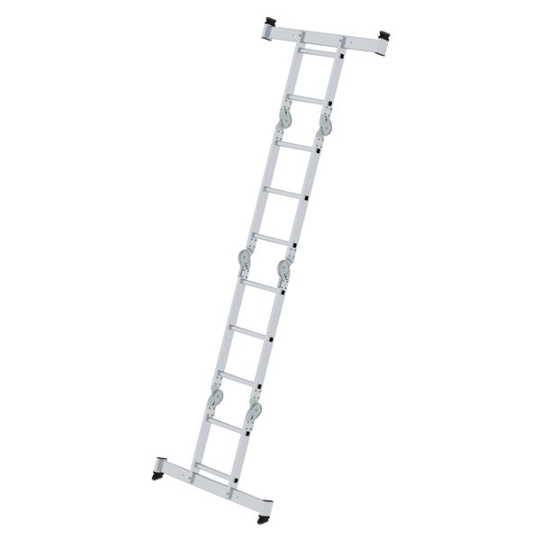 PROREGAL Vielzweckleiter 4-Teilig mit Traverse und Holzbelag 2 x 2 & 2 x 3 Sprossen