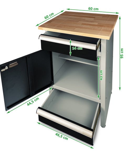 Ondis24 PRO Werkbank Finn Plus mit Buchenholz-Arbeitsplatte, Werkstatteinrichtung