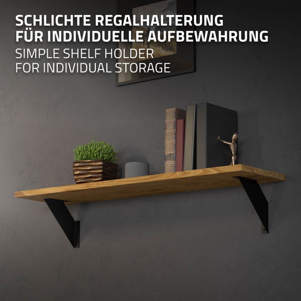 ML-Design 4 Stück Regalhalterung 20 cm, Schwarz, Metall, Dreieckige Regalhalterungen, Schwebende Regalwinkel, Wandmontage, 90° Wandhalterung, Regalträger Wandregal Wandkonsole Hängeregal Regalstütze