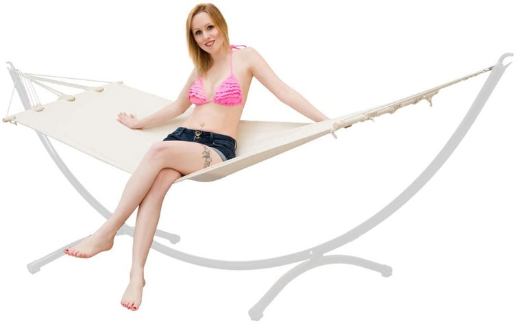 AMANKA Bis 100kg: Outdoor Stabhängematte 1 Person - 190x80cm Hängematte Outdoor Hängeliege ohne Gestell - Hängematte mit Stange - Garten Hängematte für Balkon Schaukelliege Indoor Liege zum Aufhängen