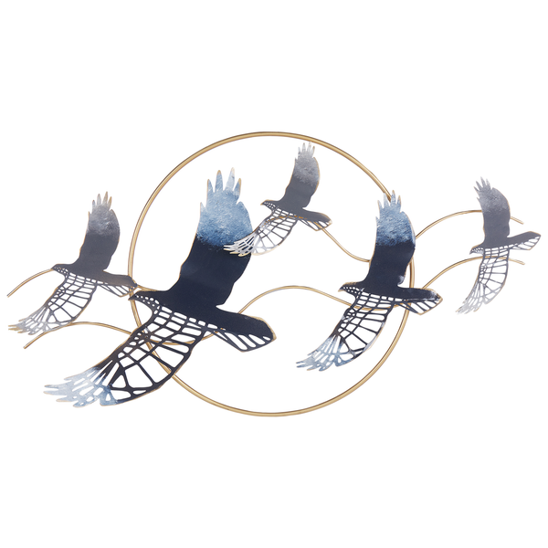 Dekorationsobjekt mit Vogeldarstellung und kreisförmigem Metallelement