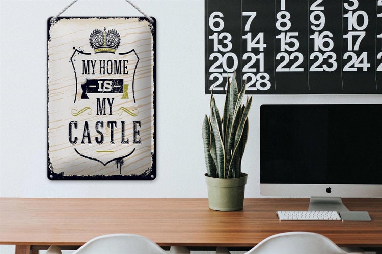Blechschild Spruch My home is my Castle 20x30cm Haus