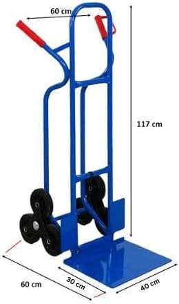 PROREGAL Treppensteiger RHINO XL Schaufel HxBxT 104x60x54cm Tragkraft 250kg 3x Vollgummiräder Blau Treppensackkarre, Transportkarre