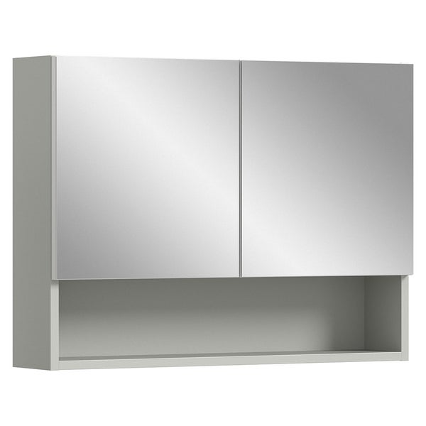 Copa Spiegelschrank Bad 2 Türen 1 Fach 1 Regal hellgrau, Spiegel. 74 X 17 X 55 cm