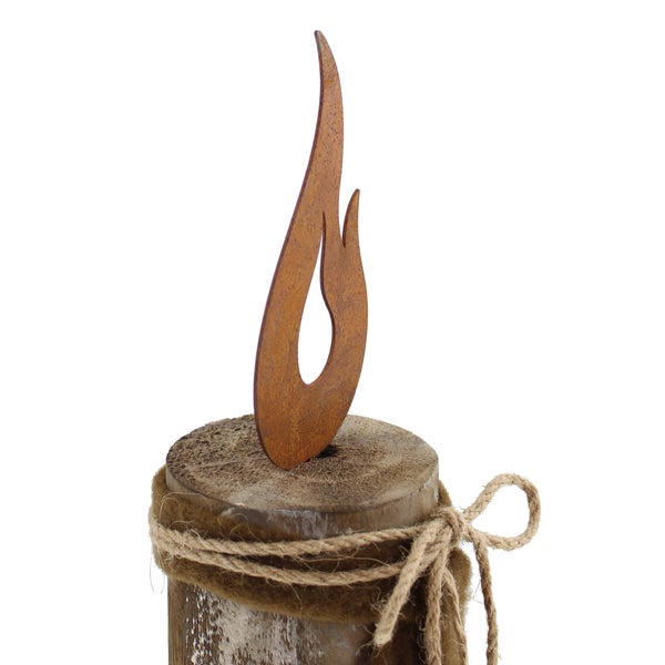 FRANK FLECHTWAREN | Säule Flammendes Herz, 2er Set, HOLZ, METALL, Höhe 33 cm, 45 cm