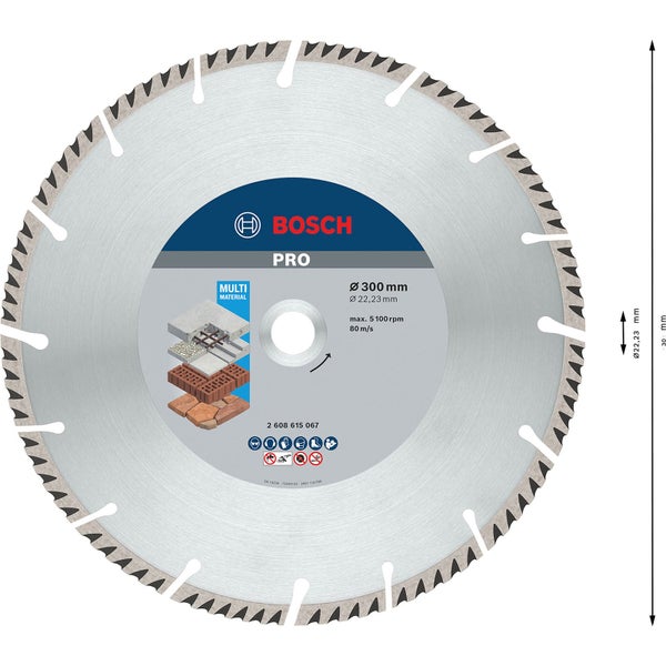 Bosch Logo Diamanttrennscheibe mit 300 Millimeter Durchmesser für unterschiedliche Materialien