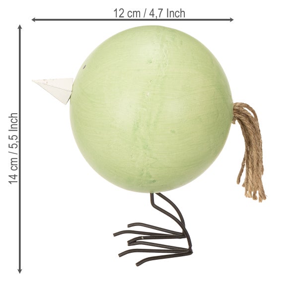 Dekofigur Vogel aus Holz mit Schnurdetails, circa 12 x 14 cm