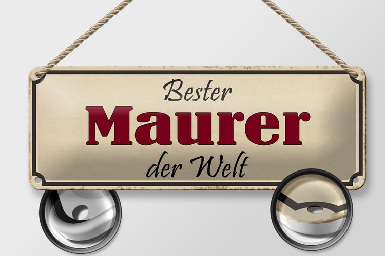 Blechschild Spruch 27x10cm bester Maurer der Welt Arbeit Dekoration