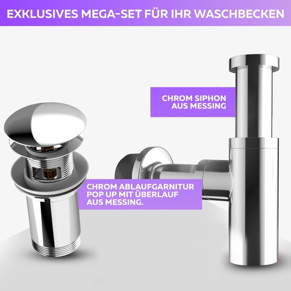 Waschbecken Siphon und Ablaufgarnitur Set aus Messing