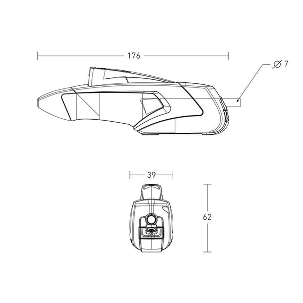 Technische Zeichnung eines Produkts mit Maßangaben