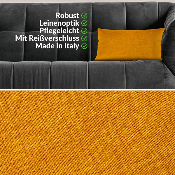 Kissenhülle Leinenoptik 30x50cm ohne Füllung Gelb