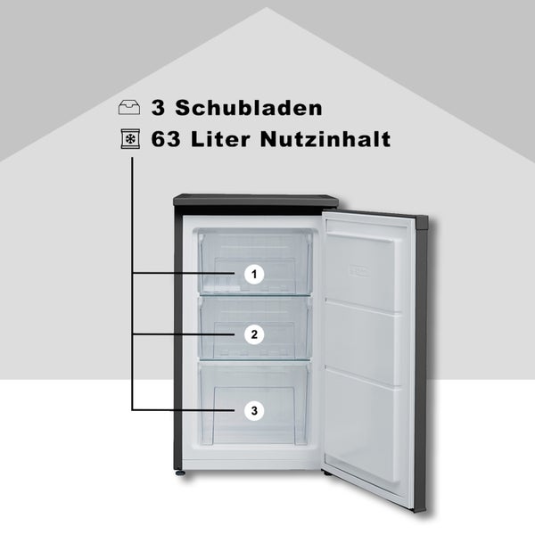 Telefunken CF-34-101-B Gefrierschrank 63 Liter Nutzinhalt Tiefkühlschrank klein schwarz