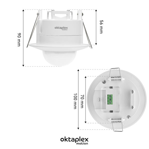 Oktaplex Sam Einbau Bewegungsmelder 360° inkl. Fernbedienung Weiß