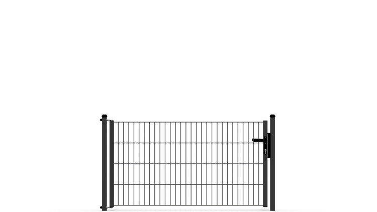 Gartentor ZAUNGURU ECO-Line aus Metall, Höhe: 83cm, Breite: 167cm, 1-flügelig inkl. Pfosten, Locinox-Schloss und Zubehör, Feuerverzinkt und zusätzlich in RAL 7016 Anthrazitgrau pulverbeschichtet
