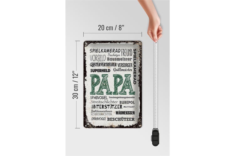 Blechschild Spruch Papa Spielkamerad Beschützer Freund 20x30cm
