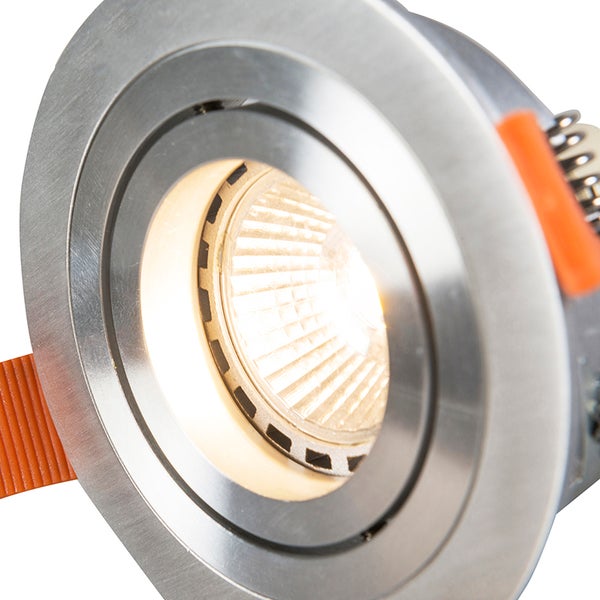 LED-Einbaustrahler aus gebürstetem Metall, schwenkbar, inklusive Leuchtmittel.